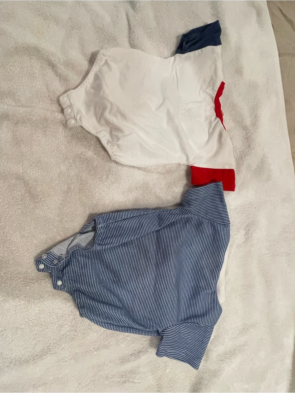 USA and American Flag Short-Sleeve Baby One-Piece - Red, White & Blue
